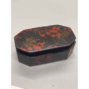 Vintage Antique Paper Mache Snuff Box 18th to 19th century Black and Red